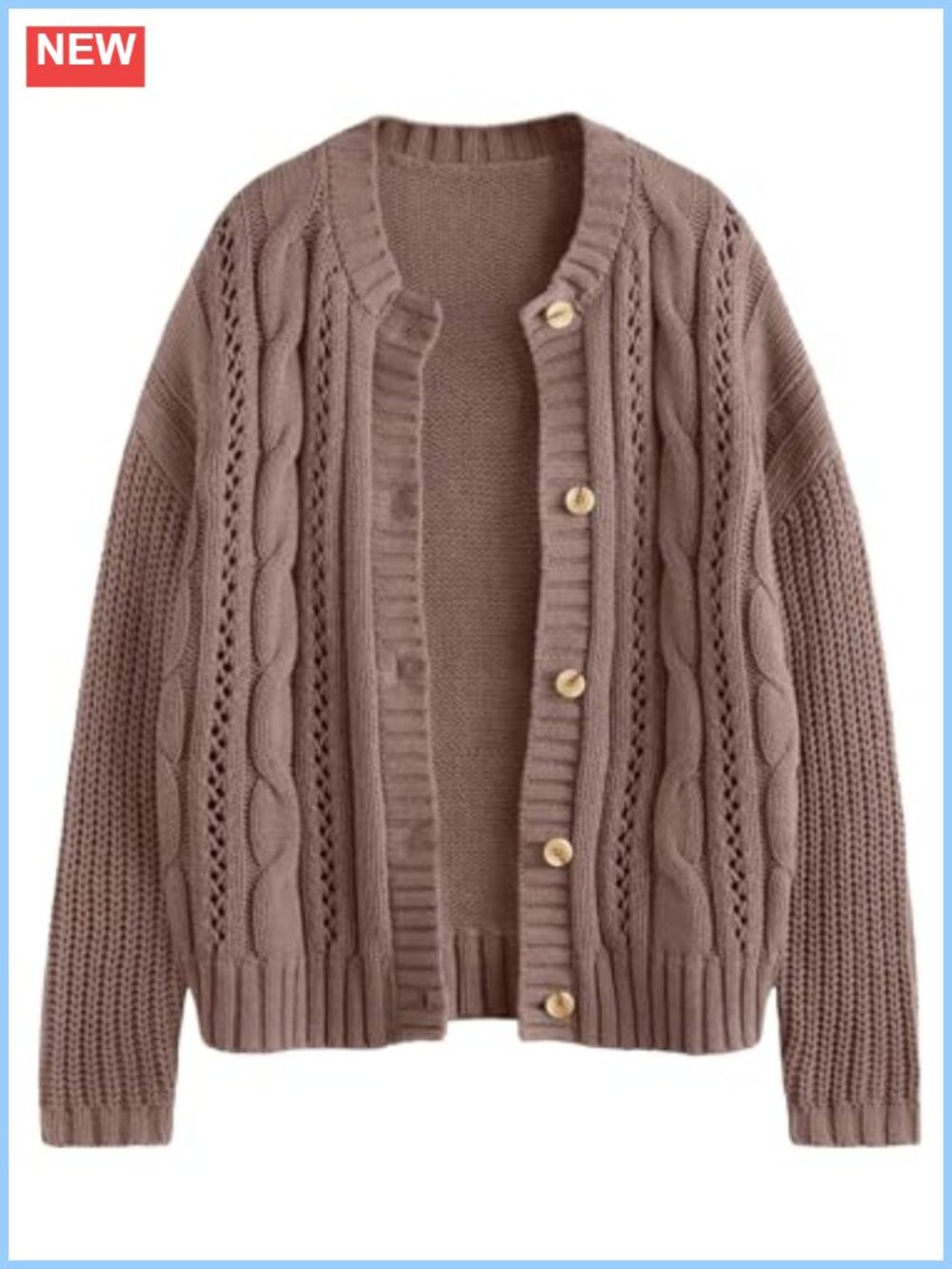 Cable Knit Cardigan Button Up Chunky Long Sleeve Sweater